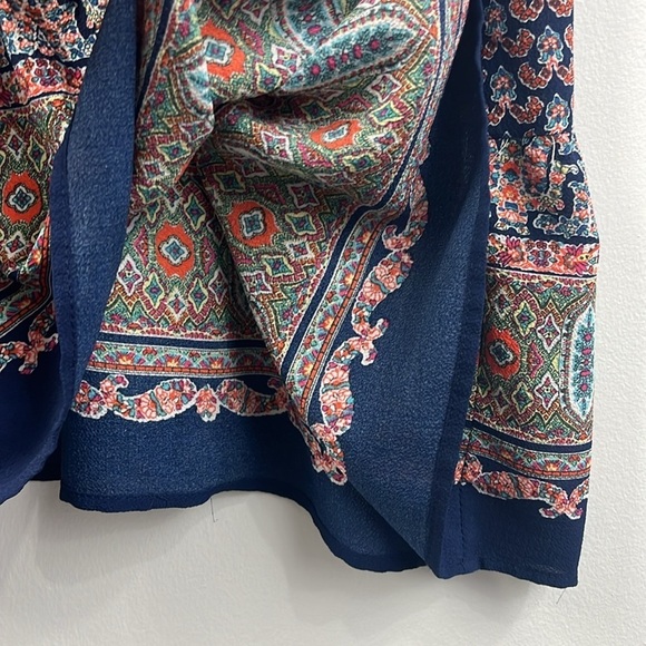 Jodifl Mixed Print Boho Long Puff Sleeve Tunic Dress Top Womens Size L - Picture 8 of 10